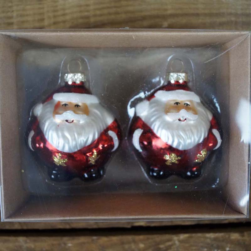Box of Two Hanging Glass Santas detail page